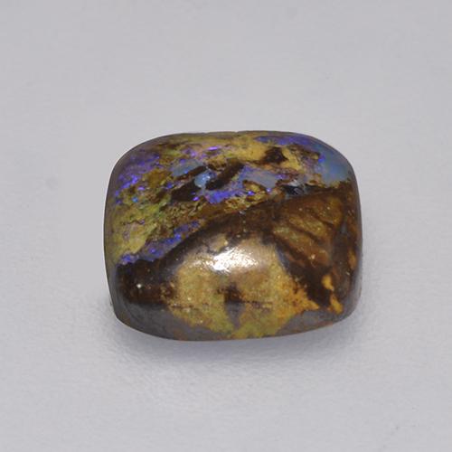 Opala boulder multicolorido natural 1,31ct, almofada cortada, opaco