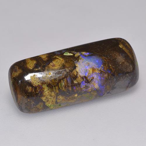 Opala boulder multicolorido natural 9,16ct, almofada cortada, opaco