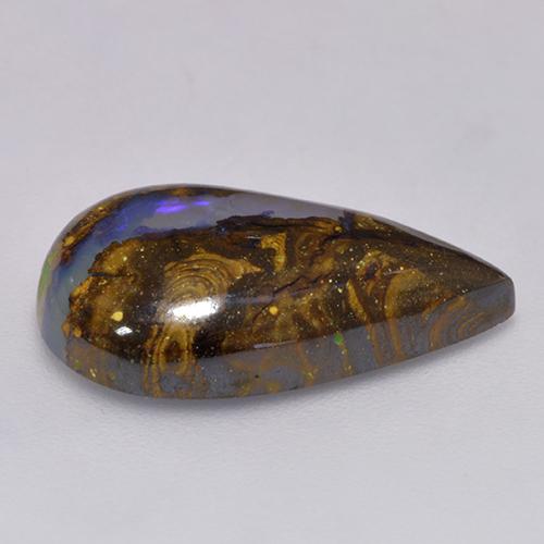 Opala boulder multicolorido natural 9,31ct, formato de pêra, translúcido