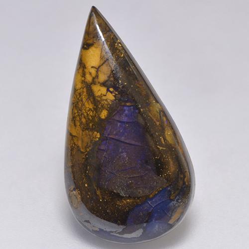 Opala boulder multicolorido natural 8,80ct, formato de pêra, opaco