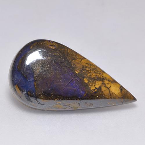Opala boulder multicolorido natural 8,80ct, formato de pêra, opaco