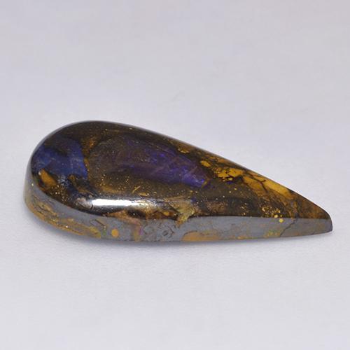 Opala boulder multicolorido natural 8,80ct, formato de pêra, opaco