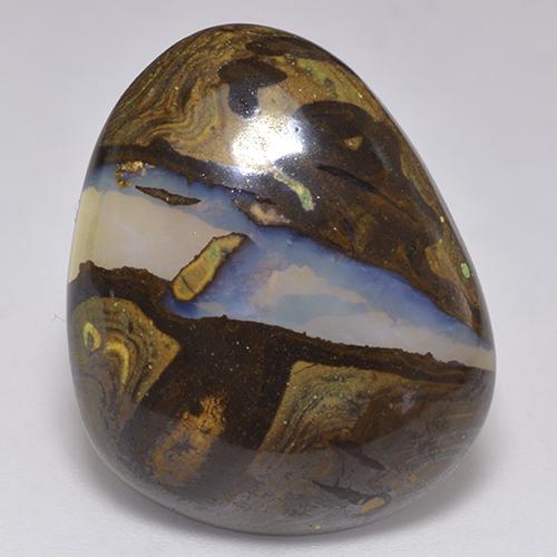 Opala boulder multicolorido natural 18,81ct, forma extravagante, translúcido