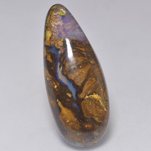 Opala boulder multicolorido natural 14,32ct, formato de pêra, translúcido