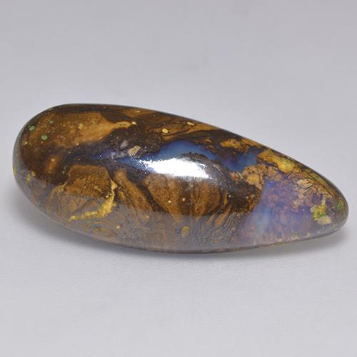 Opala boulder multicolorido natural 14,32ct, formato de pêra, translúcido