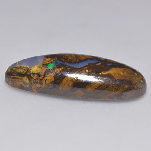 Opala boulder multicolorido natural 14,32ct, formato de pêra, translúcido