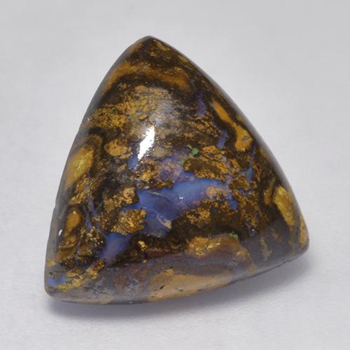 Opala boulder multicolorido natural 8,22ct, trillion, opaco