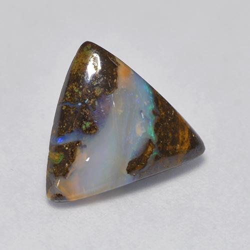 Opala boulder multicolorido natural 2,20ct, trillion, opaco