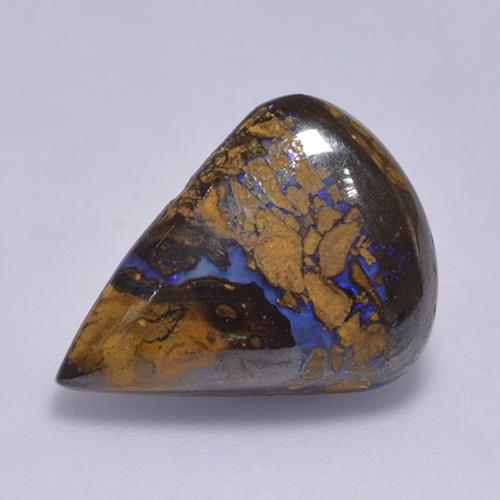 Opala boulder multicolorido natural 6,81ct, formato de pêra, opaco