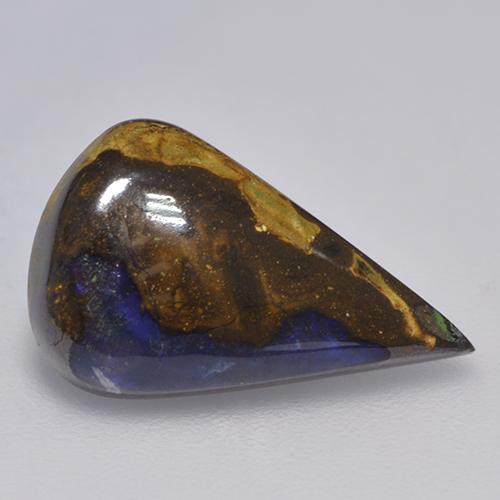 Opala boulder multicolorido natural 3,88ct, formato de pêra, opaco