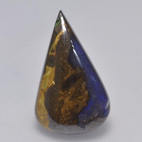 Opala boulder multicolorido natural 3,88ct, formato de pêra, opaco