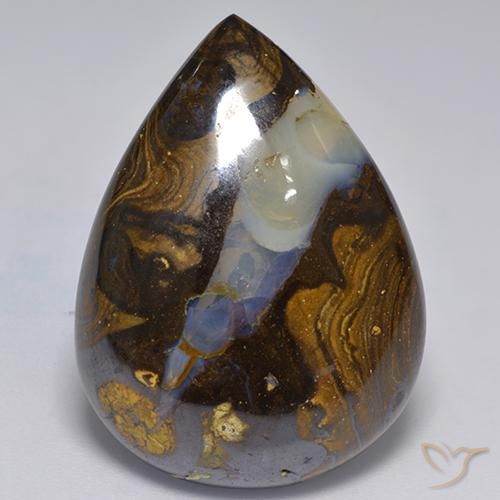 Opala de Pedra Multicolorido Natural 30.50ct, Formato de pêra, Translúcido