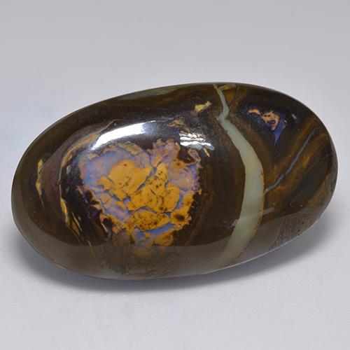 Opala boulder multicolorido natural 41,33ct, corte oval, opaco