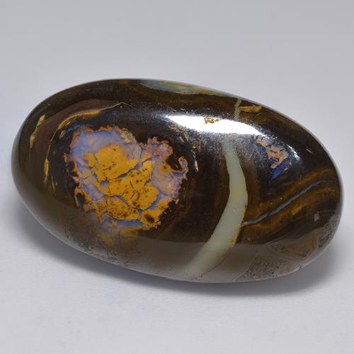 Opala boulder multicolorido natural 41,33ct, corte oval, opaco