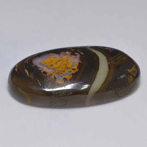 Opala boulder multicolorido natural 41,33ct, corte oval, opaco