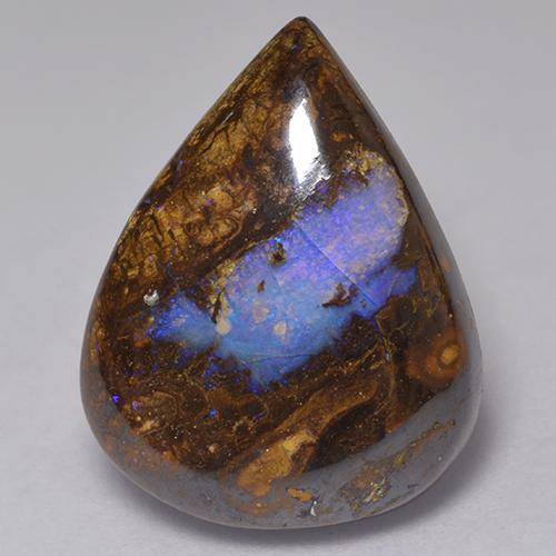 Opala boulder multicolorido natural 12,82ct, formato de pêra, opaco