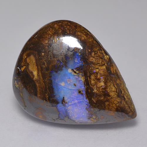 Opala boulder multicolorido natural 12,82ct, formato de pêra, opaco