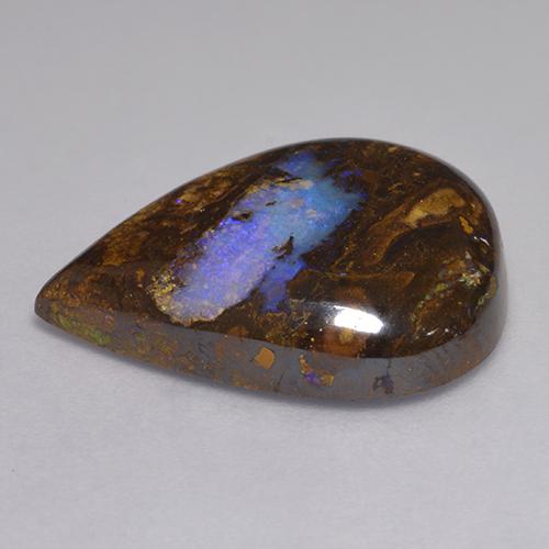 Opala boulder multicolorido natural 12,82ct, formato de pêra, opaco