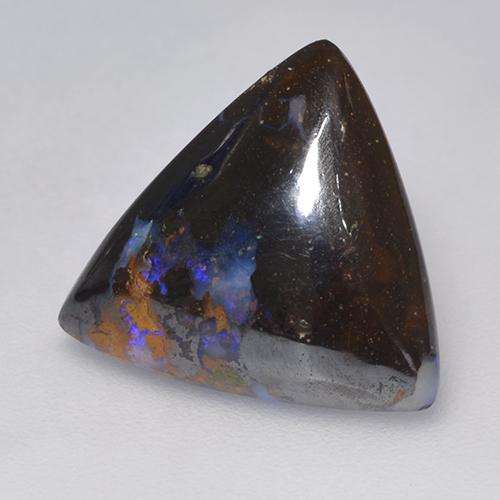 Opala boulder multicolorido natural 5,14ct, trillion, opaco