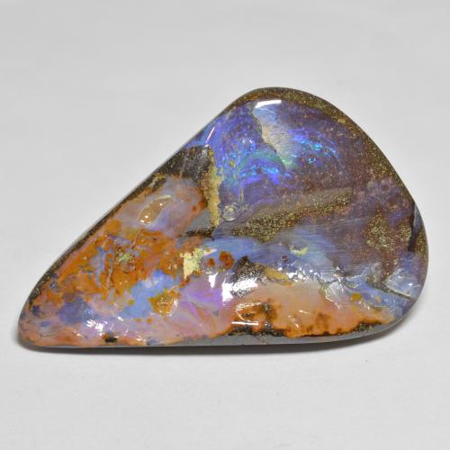 Opala boulder multicolorido natural 26,01ct, forma extravagante, opaco