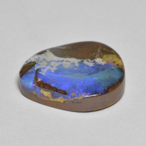 Opala boulder multicolorido natural 7,43ct, formato de pêra, opaco