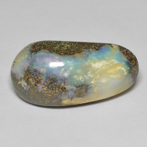 Opala boulder multicolorido natural 16,91ct, forma extravagante, opaco