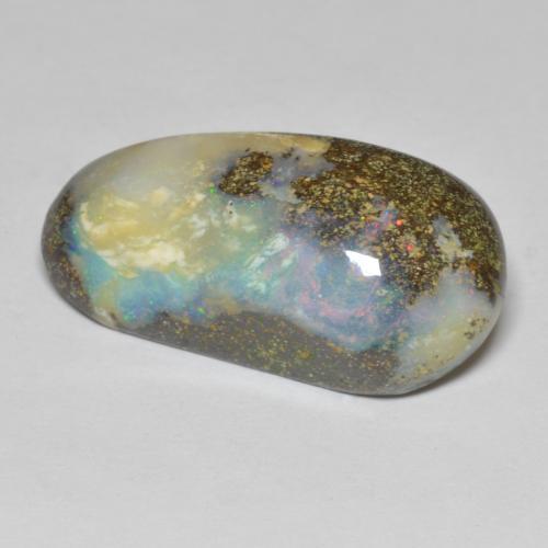 Opala boulder multicolorido natural 16,91ct, forma extravagante, opaco