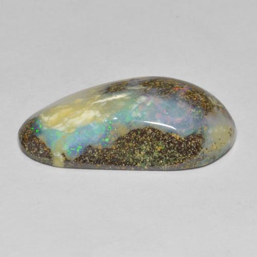 Opala boulder multicolorido natural 16,91ct, forma extravagante, opaco