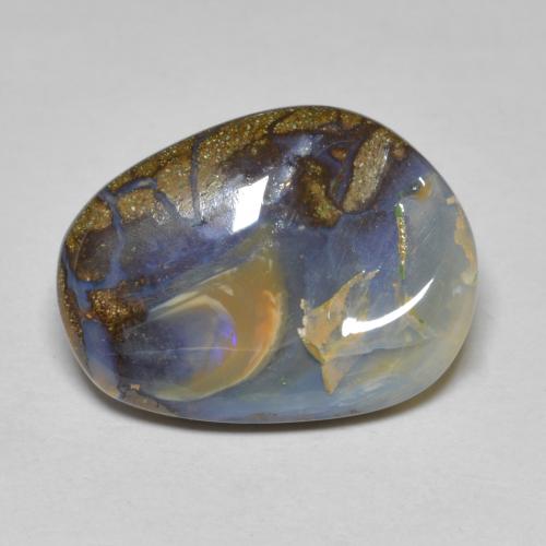 Opala boulder multicolorido natural 10,14ct, forma extravagante, opaco