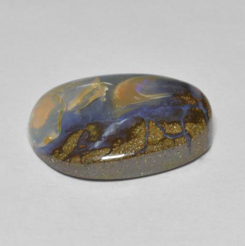 Opala boulder multicolorido natural 10,14ct, forma extravagante, opaco