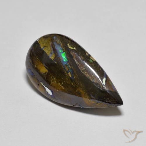 Opala de Pedra Multicolorido Natural 8.30ct, Formato de pêra, Opaco