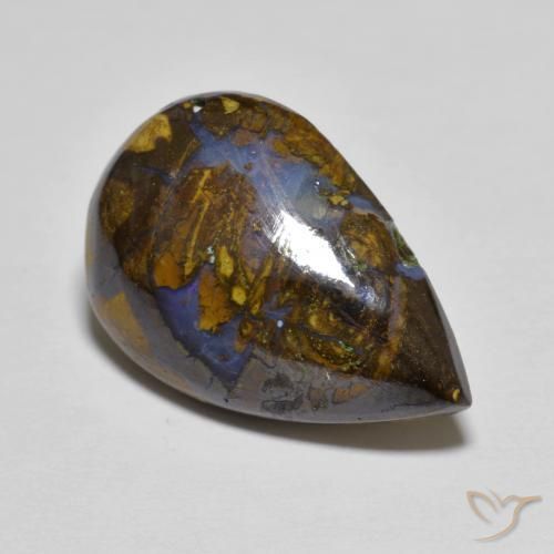 Opala de Pedra Multicolorido Natural 10.43ct, Formato de pêra, Opaco