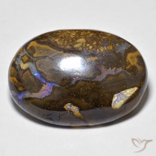 Opala boulder multicolorido natural 23,40ct, corte oval, opaco