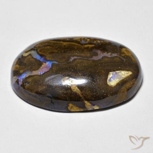 Opala boulder multicolorido natural 23,40ct, corte oval, opaco