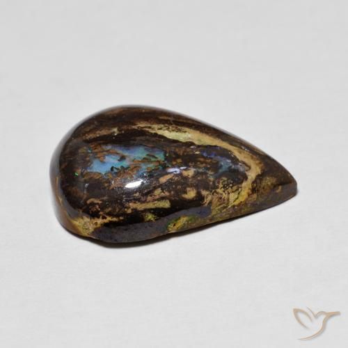 Opala de Pedra Multicolorido Natural 7.48ct, Formato de pêra, Opaco