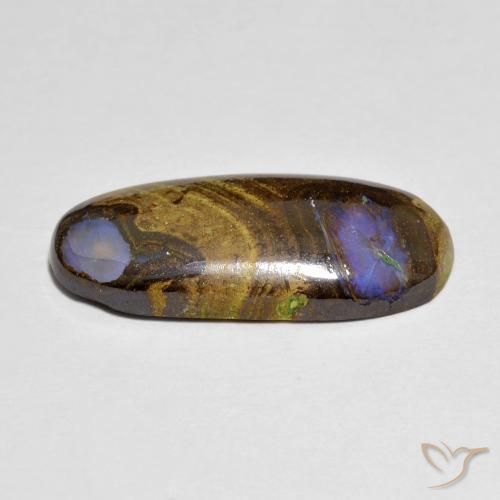 Opala boulder multicolorido natural 7,37ct, corte oval, translúcido