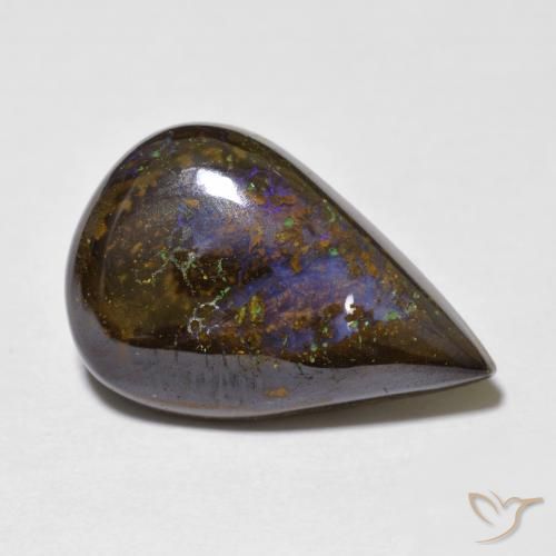 Opala de Pedra Multicolorido Natural 9.46ct, Formato de pêra, Opaco