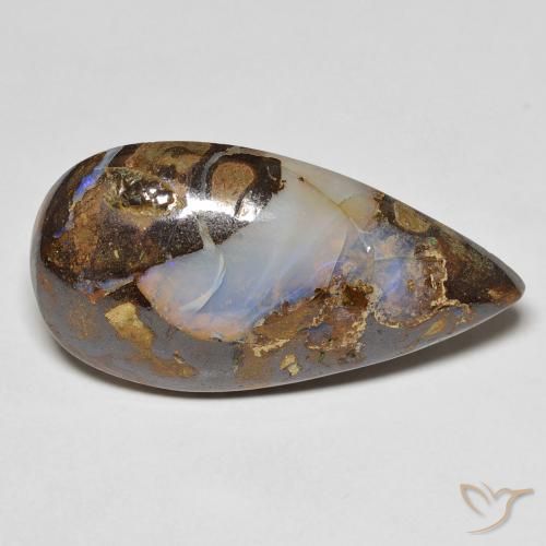 13.28ct Natural Multicolorido Opala de Pedra, Formato de pêra, Opaco