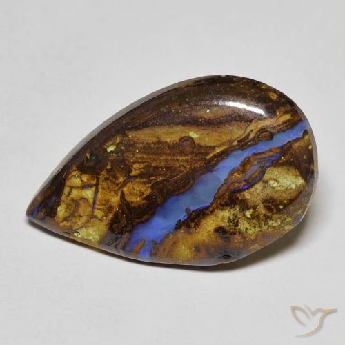 Opala boulder multicolorido natural 8,11ct, formato de pêra, opaco