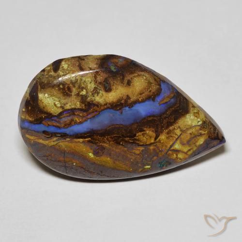 Opala boulder multicolorido natural 8,11ct, formato de pêra, opaco