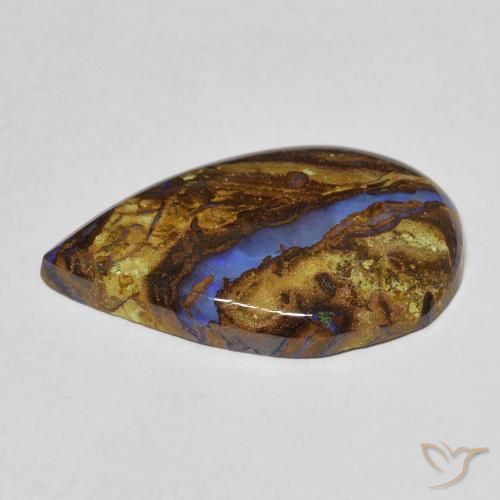 Opala boulder multicolorido natural 8,11ct, formato de pêra, opaco