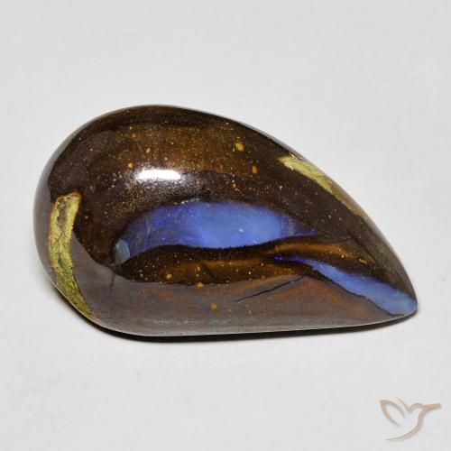 13.03ct Natural Multicolorido Opala de Pedra, Formato de pêra, Opaco