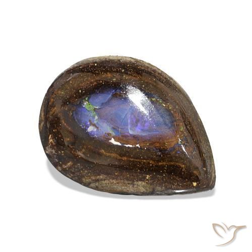 Opala de Pedra Multicolorido Natural 2.95ct, Formato de pêra, Opaco