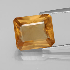 Calcita laranja natural 6,16ct, corte esmeralda, VS