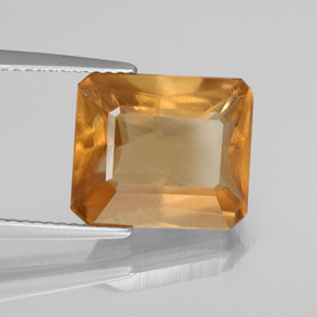 Calcita laranja natural 6,16ct, corte esmeralda, VS