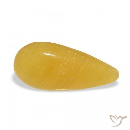 Calcita Dourado-Laranja Natural 8.23ct, Formato de pêra, Translúcido