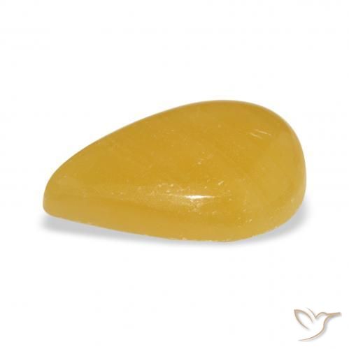 Calcita Dourado-Laranja Natural 7.28ct, Formato de pêra, Translúcido
