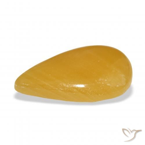 Calcita Dourado-Laranja Natural 21.41ct, Formato de pêra, Translúcido