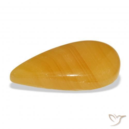 Calcita Dourado-Laranja Natural 44.58ct, Formato de pêra, Translúcido