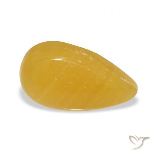 Calcita Dourado-Laranja Natural 10.61ct, Formato de pêra, Translúcido